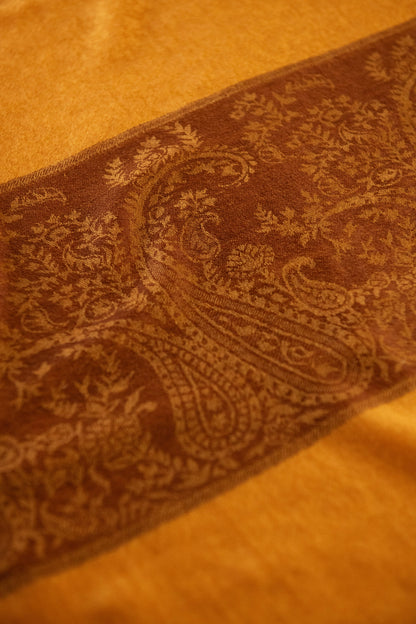 Pashtush India Womens Stoles and Scarves Scarf Pashtush Fine Wool Luxury Paisley Design Scarf, Stole, Weaving Design - Mustard