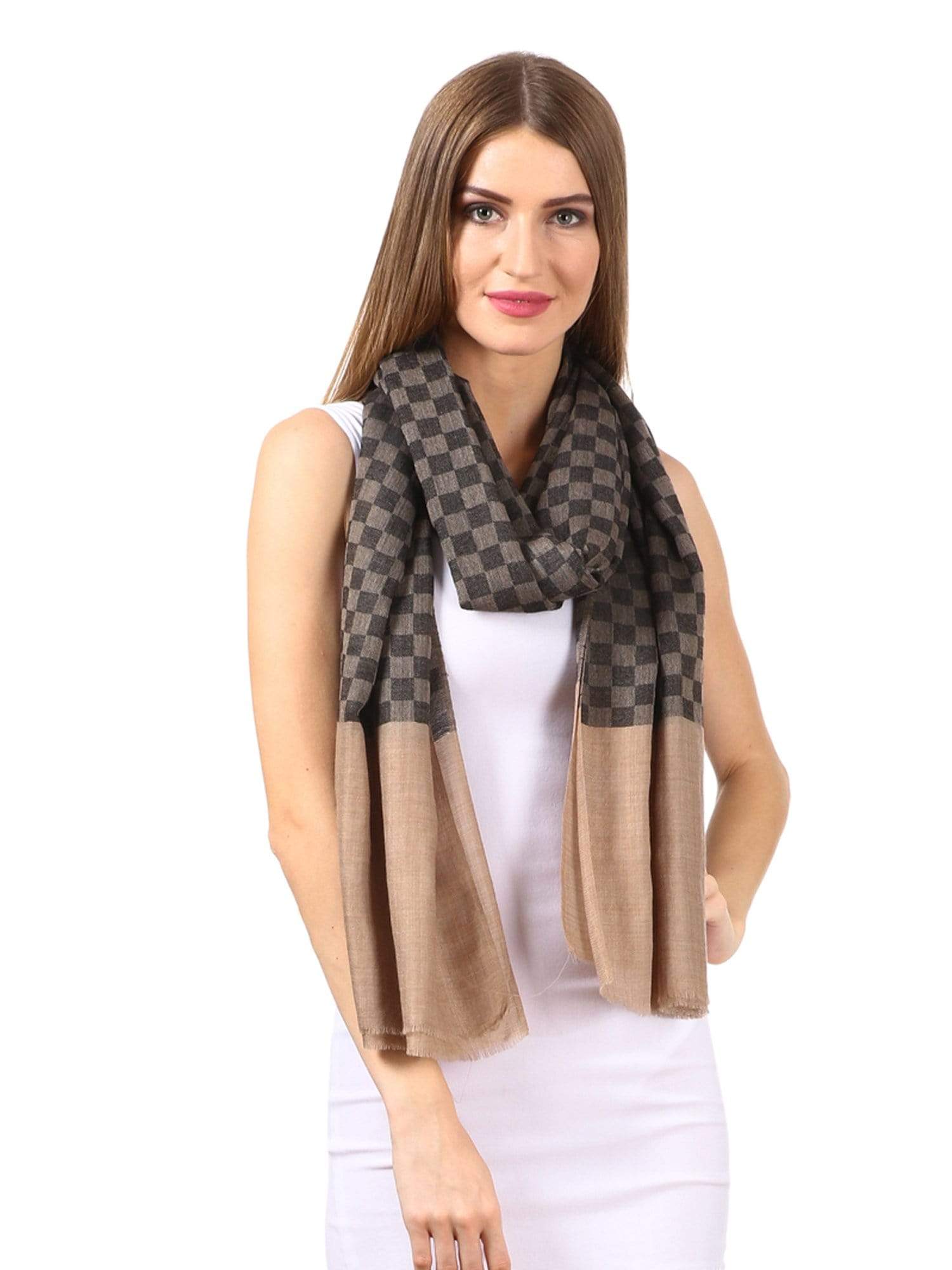 Pashtush India 70x200 Pashtush Fine Wool Luxury Striped Design Scarf, Stole, Weaving Design - Black