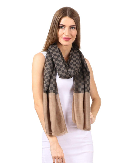 Pashtush India 70x200 Pashtush Fine Wool Luxury Striped Design Scarf, Stole, Weaving Design - Black