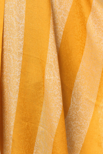 Pashtush India Womens Stoles and Scarves Scarf Pashtush Fine Wool Luxury Striped Design Scarf, Stole, Weaving Design - Mustard
