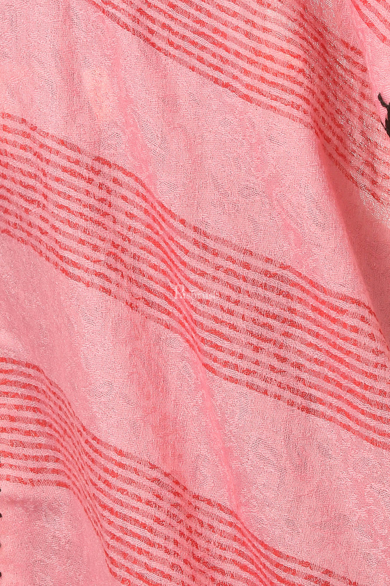 Pashtush India Womens Stoles and Scarves Scarf Pashtush Fine Wool Luxury Striped Design Scarf, Stole, Weaving Design - Pink
