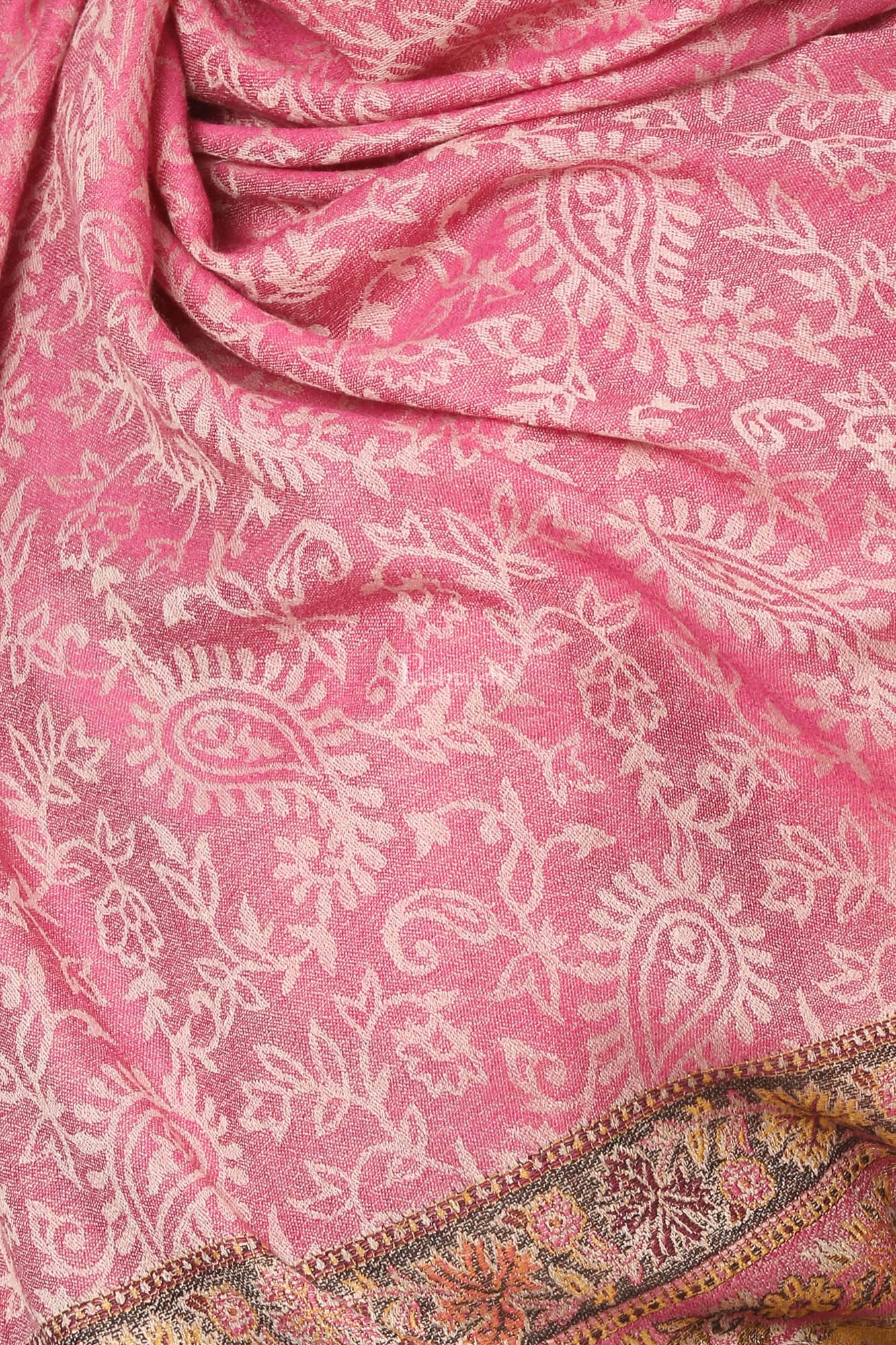 Pashtush India Womens Stoles and Scarves Scarf Pashtush Fine Wool Luxury Striped Design Scarf, Stole, Weaving Design - Pink