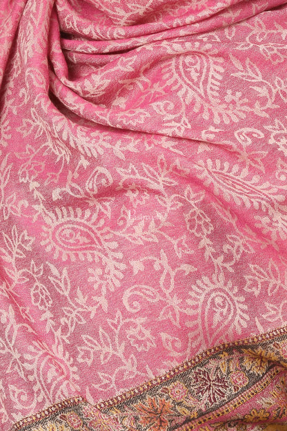 Pashtush India Womens Stoles and Scarves Scarf Pashtush Fine Wool Luxury Striped Design Scarf, Stole, Weaving Design - Pink