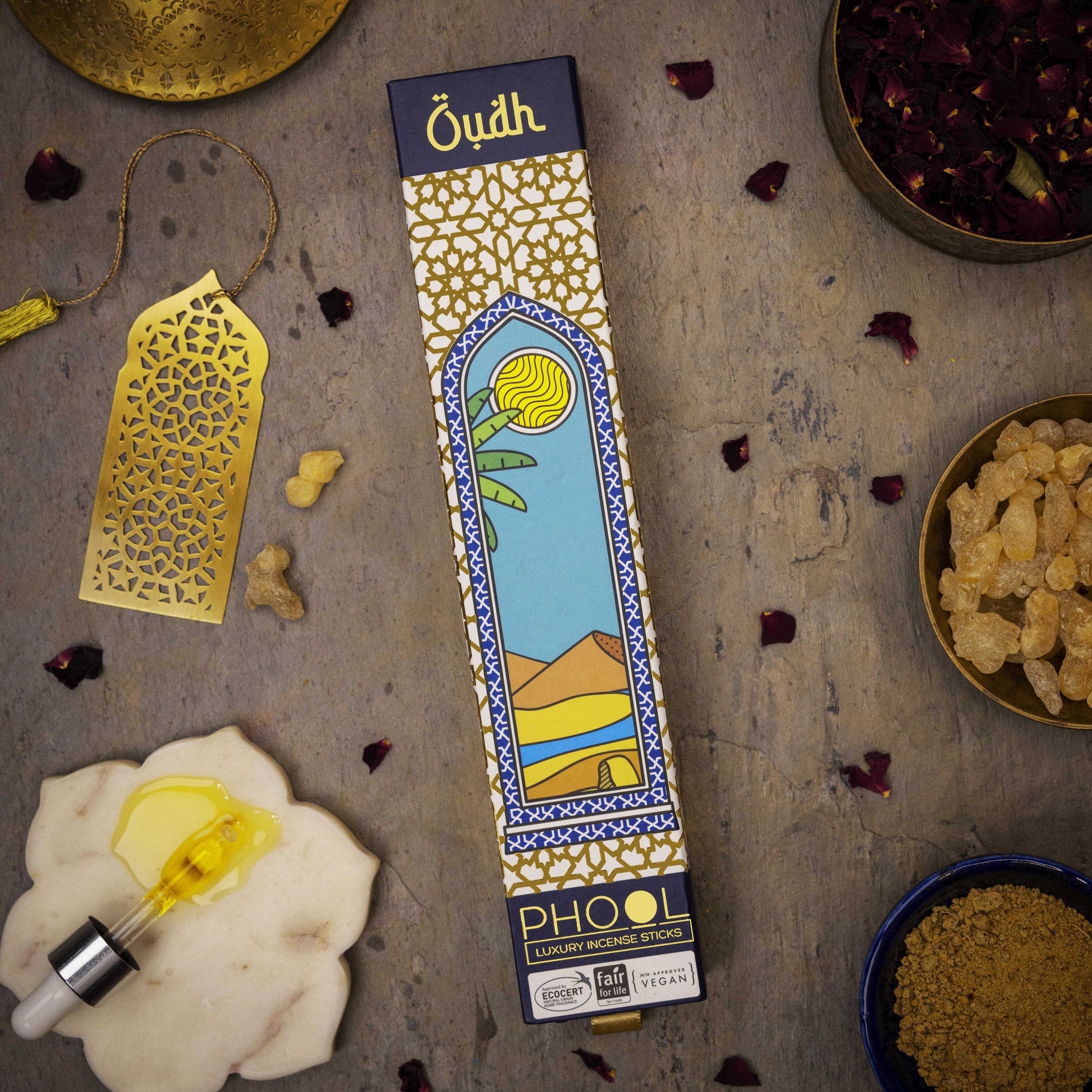 Pashtush India Gift Pack Pashtush Gift Set of Jamawar Shawl with Phool Oudh Incense Sticks, Premium Gift Box Packaging