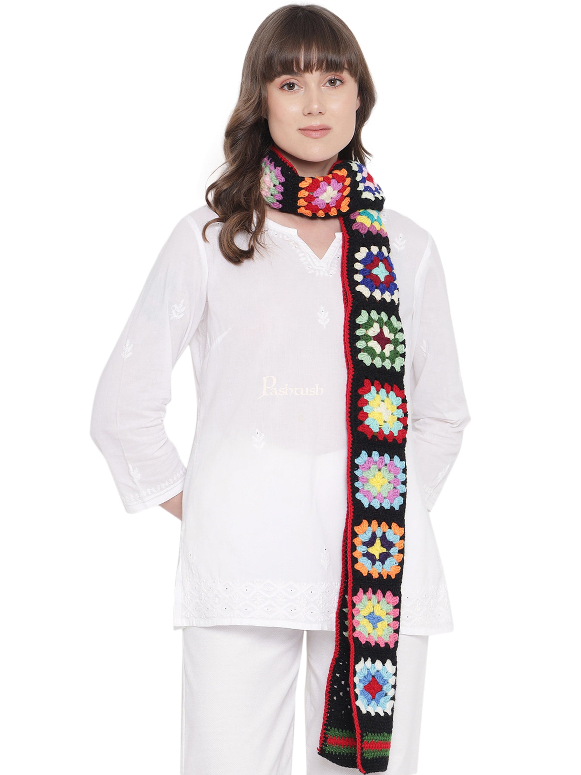 Pashtush India Womens Stoles and Scarves Scarf Pashtush Handmade Womens Stole, Hand Knitted, Checkered Scarf ( Alchemy Collection ), Multicoloured