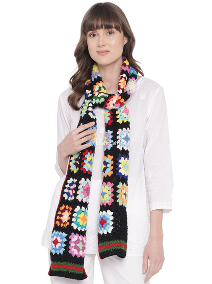 Pashtush India Womens Stoles and Scarves Scarf Pashtush Handmade Womens Stole, Hand Knitted, Checkered Scarf ( Alchemy Collection ), Multicoloured