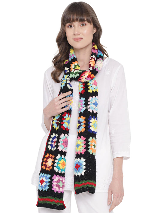Pashtush India Womens Stoles and Scarves Scarf Pashtush Handmade Womens Stole, Hand Knitted, Checkered Scarf ( Alchemy Collection ), Multicoloured