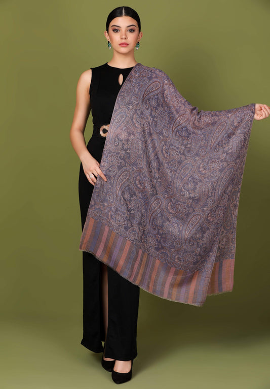 Pashtush Shawl Store Stole Pashtush Heritage Collection, Woven Wool Cashmere, Chanting Paisleys Scarf, Extra soft