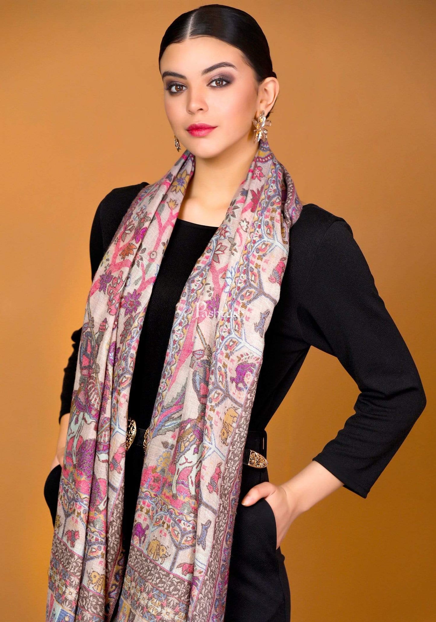Pashtush Shawl Store Stole Pashtush Heritage Collection, Woven Wool Cashmere, Shikaardar Scarf, Extra soft