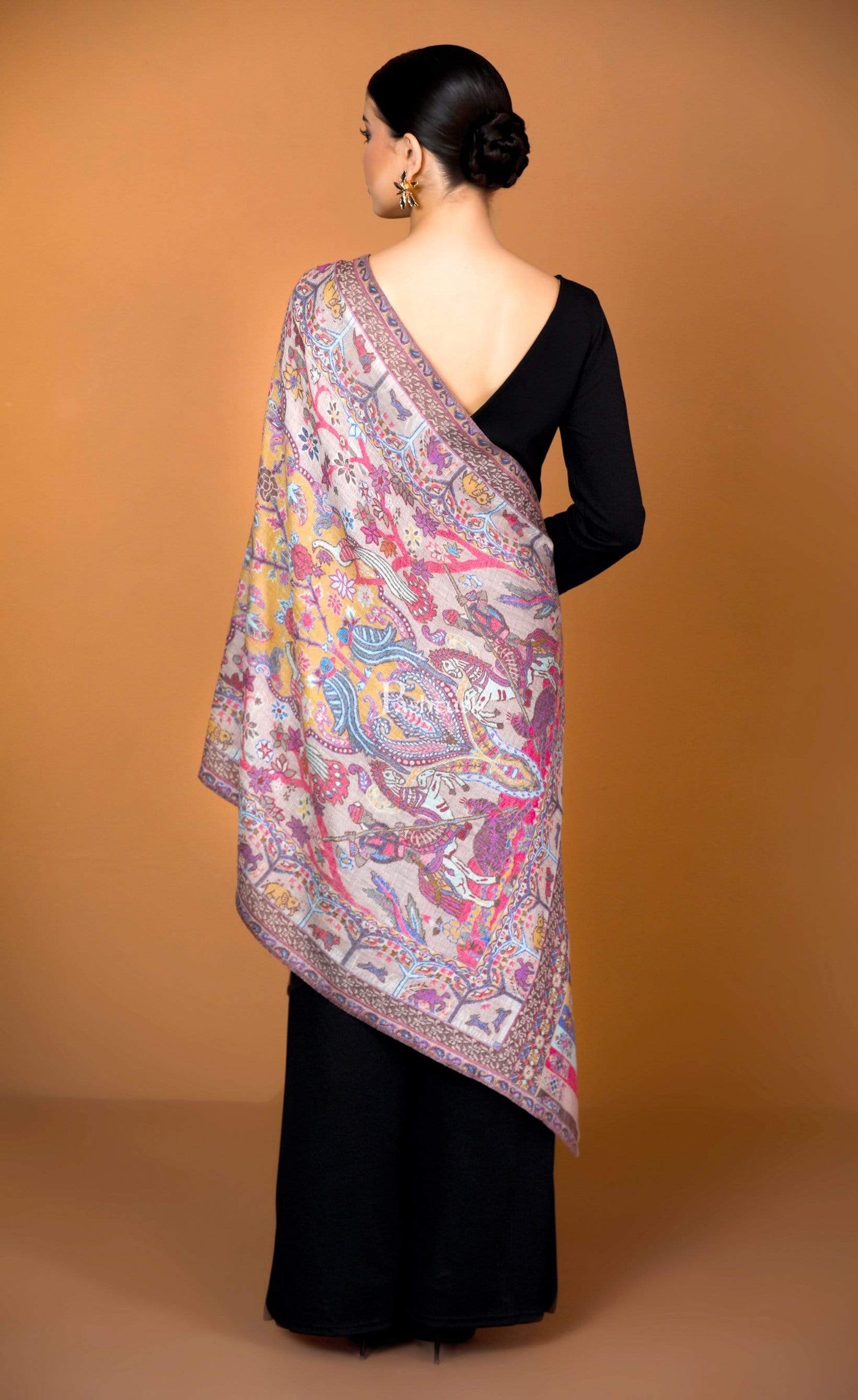 Pashtush Shawl Store Stole Pashtush Heritage Collection, Woven Wool Cashmere, Shikaardar Scarf, Extra soft