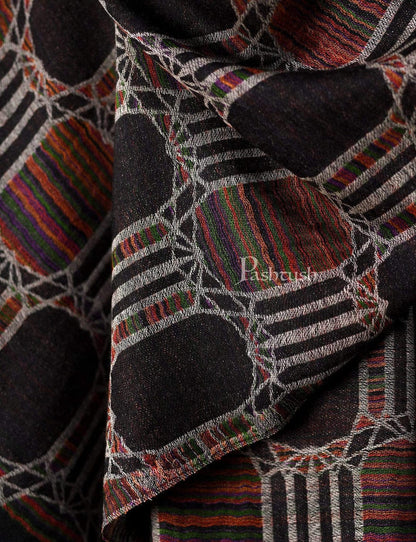 Pashtush India Gift Pack Pashtush His and Her Gift Set of 10% Pure Wool Stoles, Black and Biege, Packaged in Keepsake Wooden Chester Gift Box