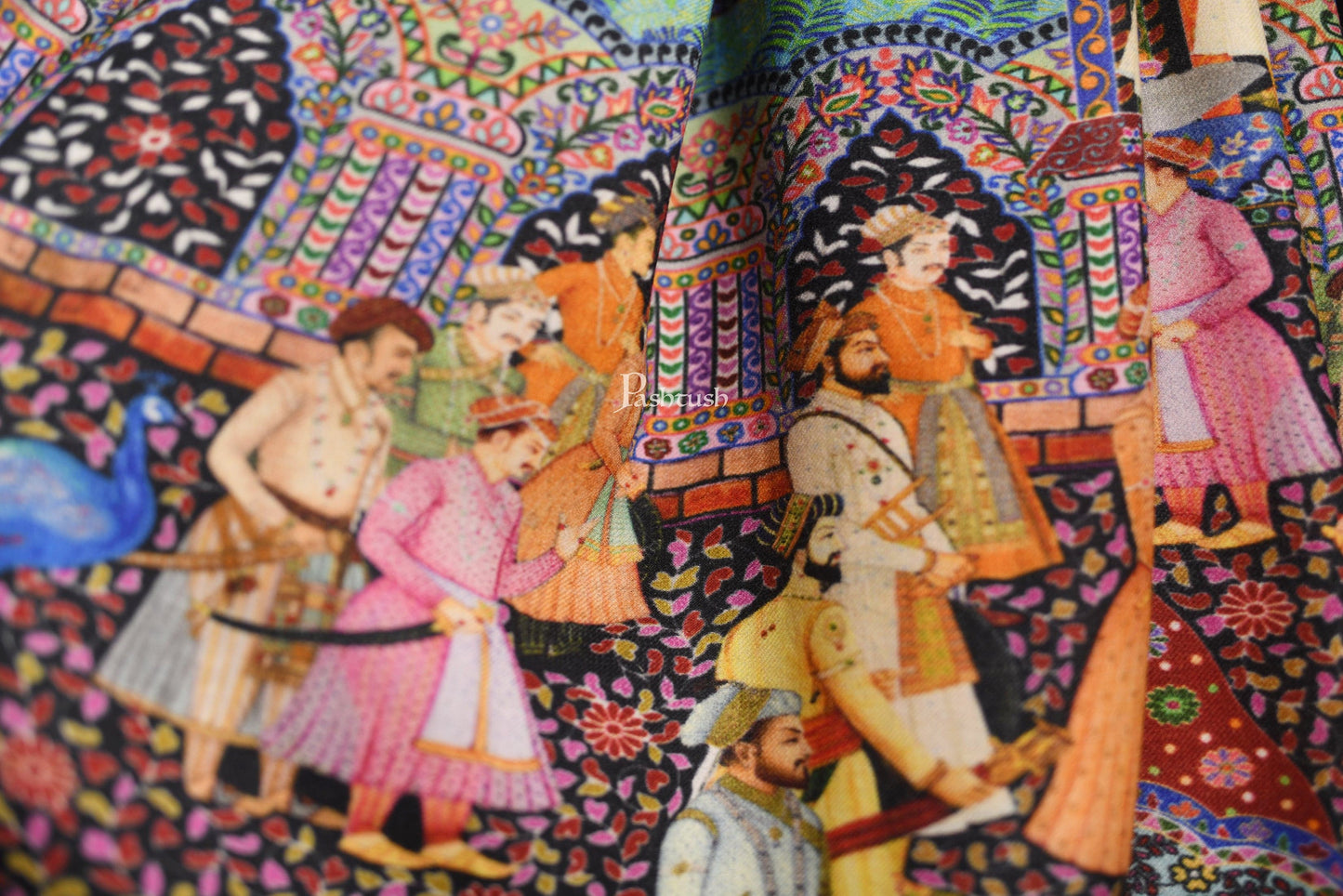 Pashtush India Gift Pack Pashtush His And Her Gift Set Of 100% Pure Wool Darbar Stole and Ethnic Weave Shawl With Wooden Chester Box, Multicolour