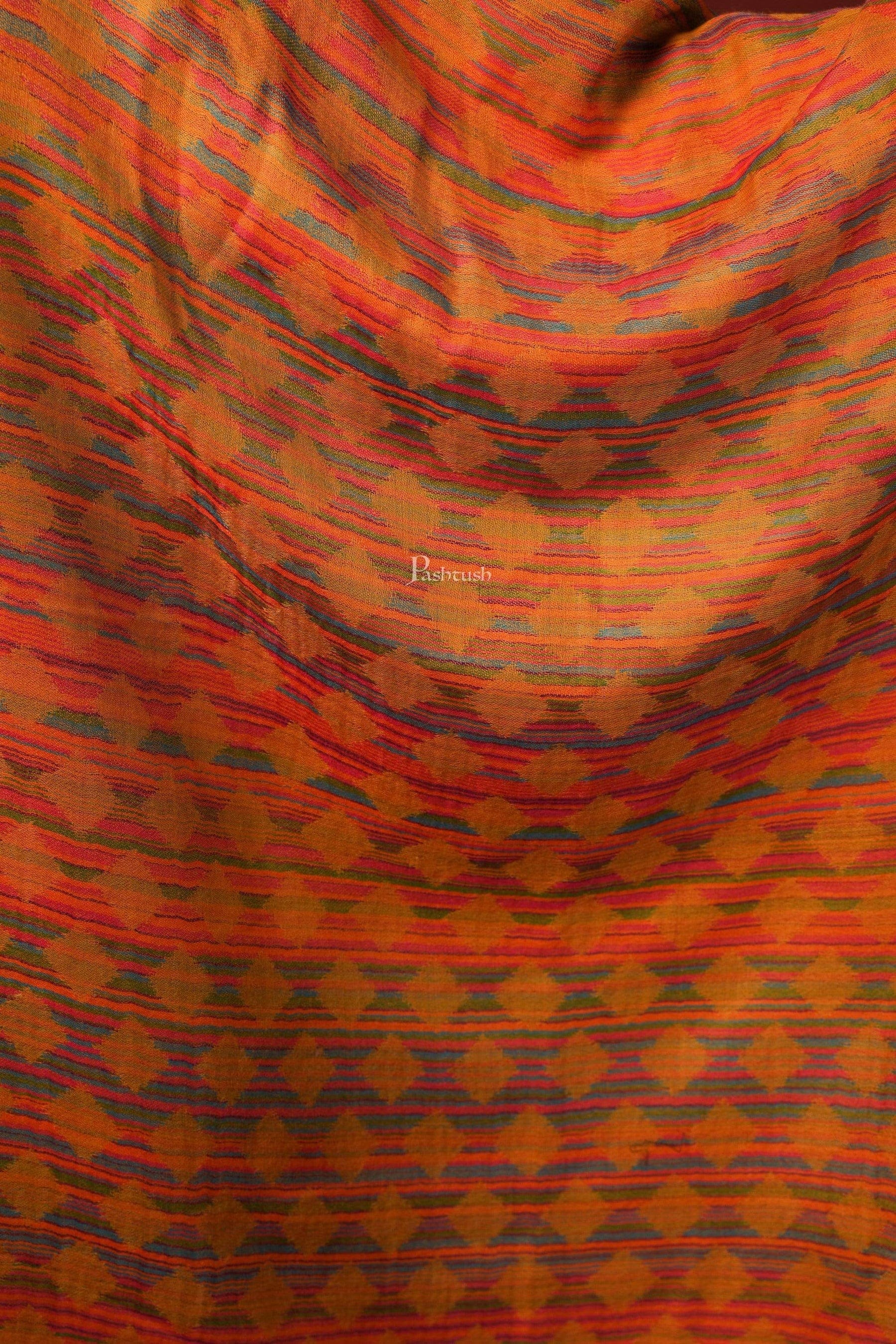 Pashtush India Gift Pack Pashtush His And Her Gift Set Of 100% Pure Wool Reversible Stole and Shawl With Wooden Chester Box, Multicolour