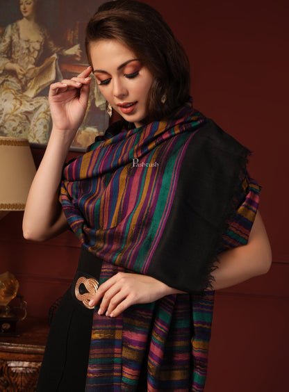 Pashtush India Gift Pack Pashtush His And Her Gift Set Of 100% Pure Wool Reversible Stole and Shawl With Wooden Chester Box, Multicolour