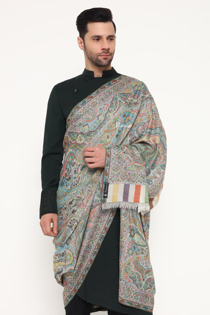 Pashtush India Gift Pack Pashtush His and Her Gift Set of 100% Pure Wool Stole and Shawl, Ivory and Black, Packaged in Keepsake Wooden Chester Gift Box