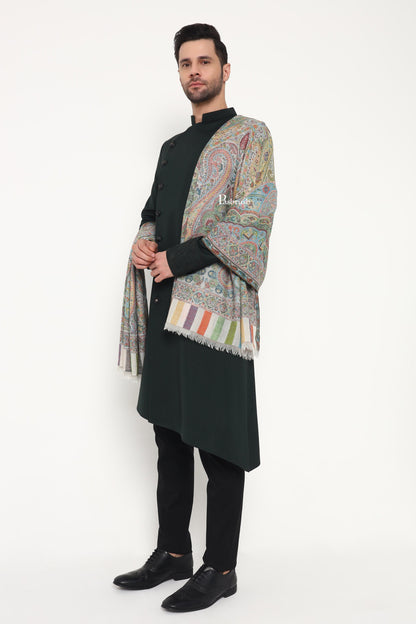 Pashtush India Gift Pack Pashtush His and Her Gift Set of 100% Pure Wool Stole and Shawl, Ivory and Black, Packaged in Keepsake Wooden Chester Gift Box
