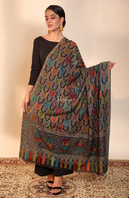 Pashtush India Gift Pack Pashtush His and Her Gift Set of 100% Pure Wool Stoles, Beige and Black, Packaged in Keepsake Wooden Chester Gift Box