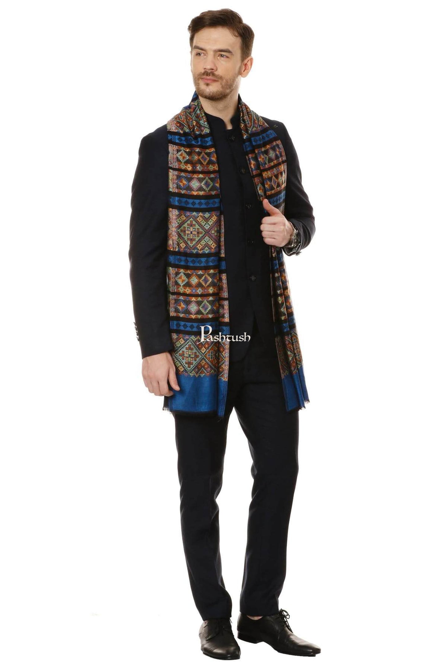 Pashtush India Gift Pack Pashtush His And Her Gift Set Of Bamboo Weave Stoles With Premium Gift Box Packaging, Blue and Red