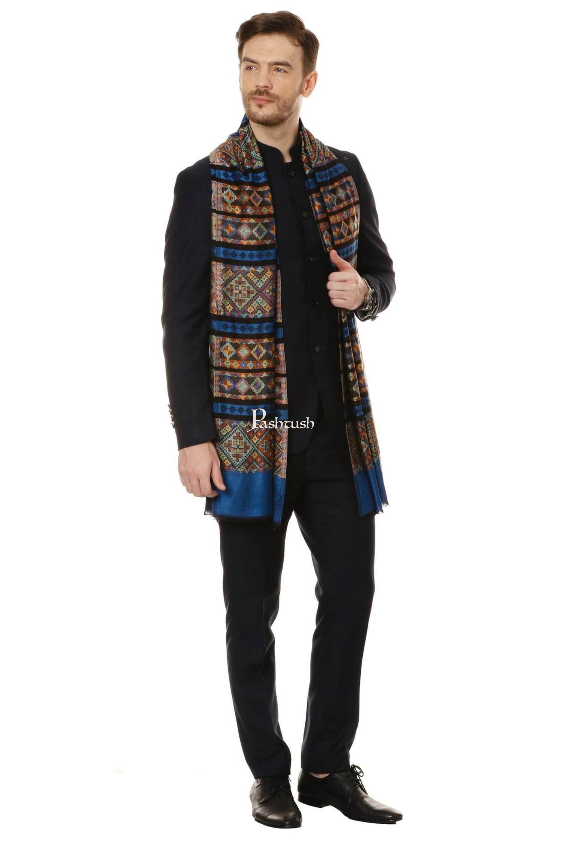 Pashtush India Gift Pack Pashtush His And Her Gift Set Of Bamboo Weave Stoles With Premium Gift Box Packaging, Blue and Red