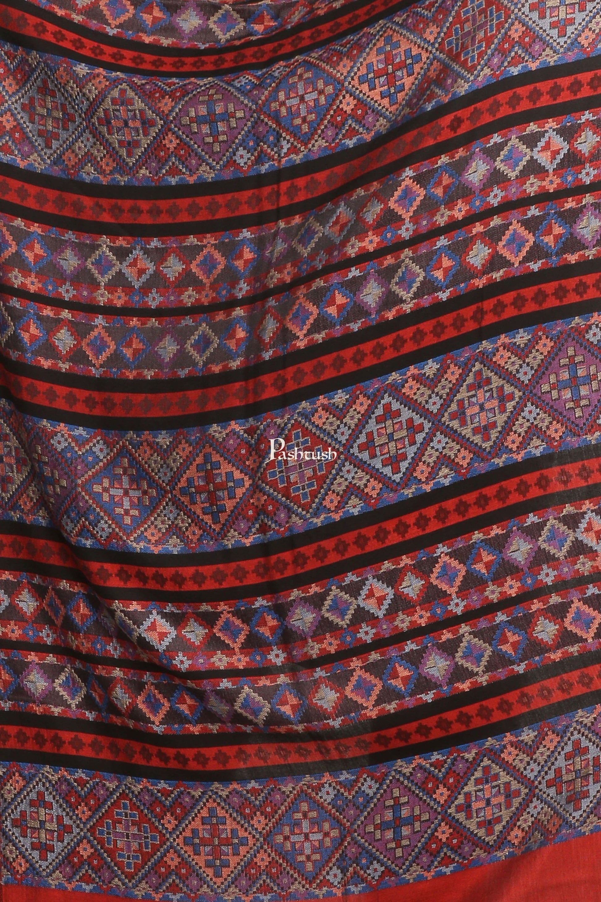 Pashtush India Gift Pack Pashtush His And Her Gift Set Of Bamboo Weave Stoles With Premium Gift Box Packaging, Blue and Red