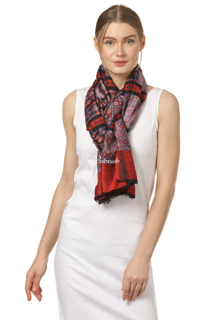 Pashtush India Gift Pack Pashtush His And Her Gift Set Of Bamboo Weave Stoles With Premium Gift Box Packaging, Blue and Red