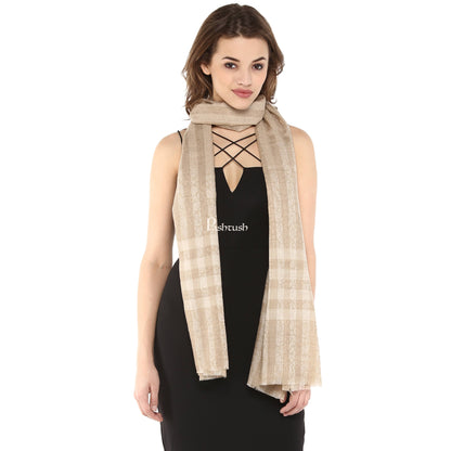Pashtush India Gift Pack Pashtush His And Her Gift Set Of Check Stripe Stoles With Premium Gift Box Packaging, Black and Beige