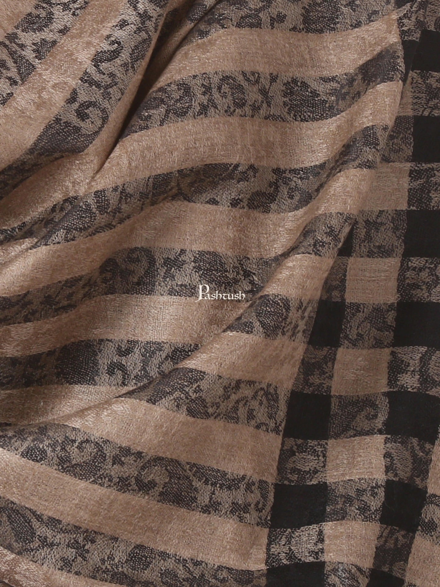 Pashtush India Gift Pack Pashtush His And Her Gift Set Of Check-Stripe Stoles With Premium Gift Box Packaging, Black and Sea Green