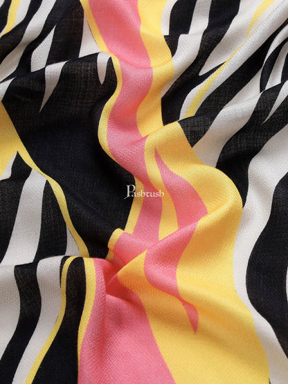 Pashtush India Gift Pack Pashtush His And Her Gift Set Of Checkered Fine Wool Stole and Printed Bamboo Stole With Premium Gift Box Packaging, Black and Multicolour