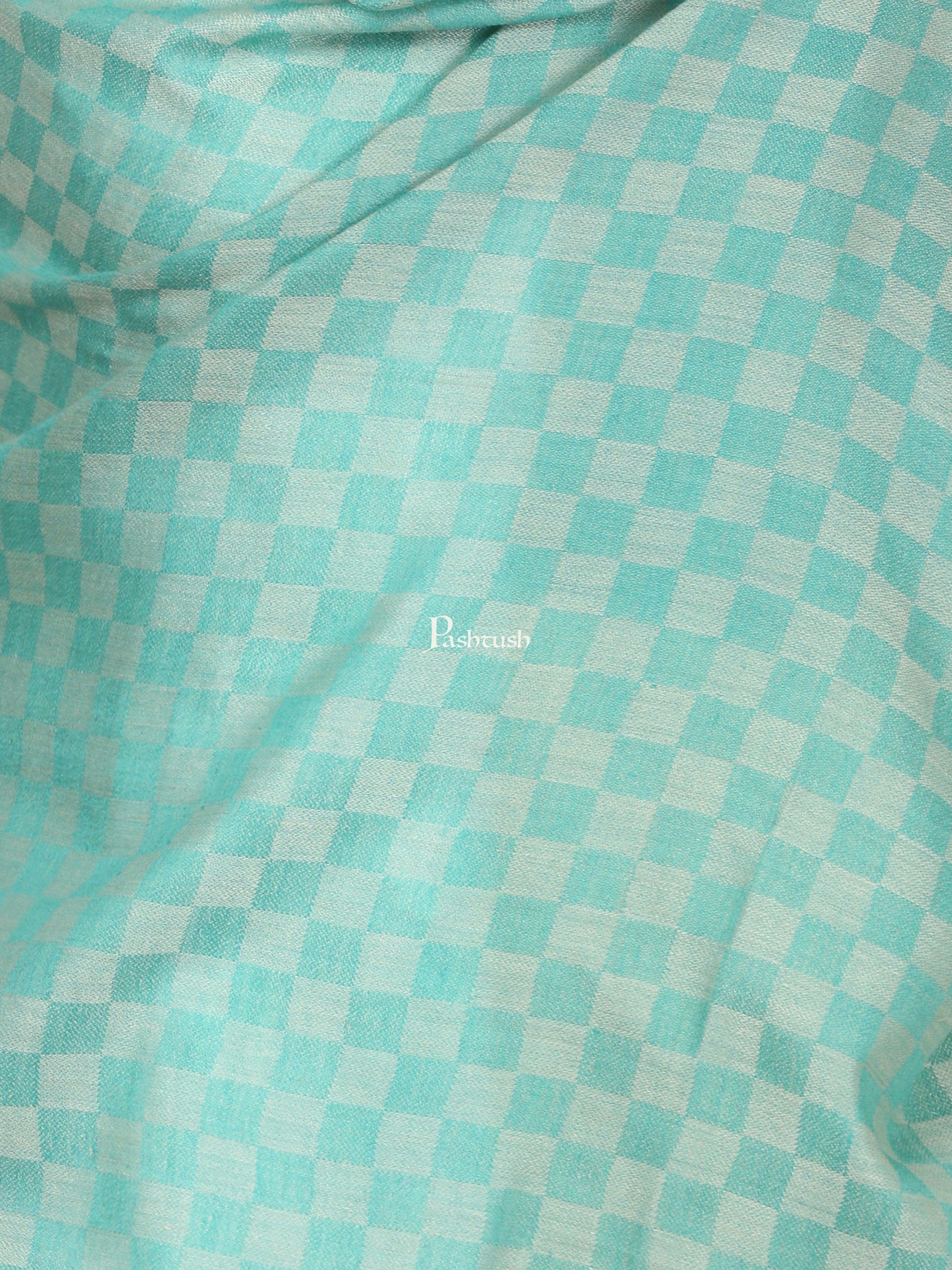 Pashtush India Gift Pack Pashtush His And Her Gift Set Of Checkered Fine Wool Stoles With Premium Gift Box Packaging, Black and Sea Green