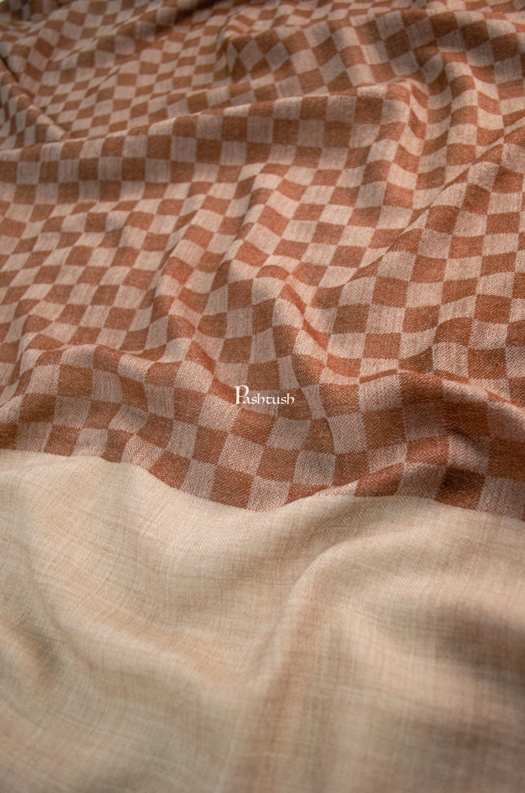 Pashtush India Gift Pack Pashtush His And Her Gift Set Of Checkered Stole And Embroidery Shawl With Premium Gift Box Packaging, Rich Coffee and Beige