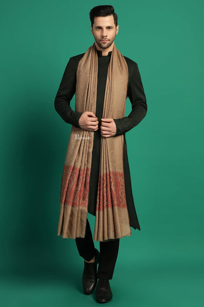 Pashtush India Gift Pack Pashtush His and Her Gift Set of Extra Fine Wool Shawls, Taupe and Multicolour, Packaged in Keepsake Wooden Chester Gift Box
