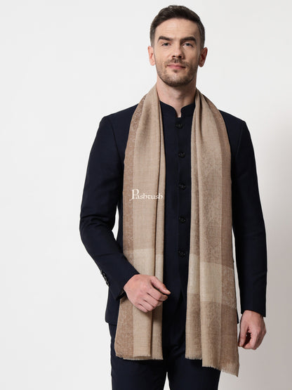 Pashtush India Gift Pack Pashtush His And Her Gift Set Of Extra Fine Wool Stole and Shawl With Premium Gift Box Packaging, Beige