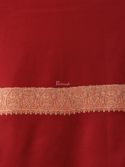 Pashtush India Gift Pack Pashtush His And Her Gift Set Of Fine Wool Daur Embroidery Shawl With Wooden Chester Box, Taupe and Red