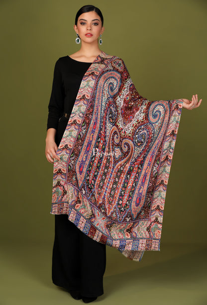 Pashtush India Gift Pack Pashtush His And Her Gift Set Of Fine Wool Self Stole and Bamboo Stole With Premium Gift Box Packaging, Violet and Multicolour