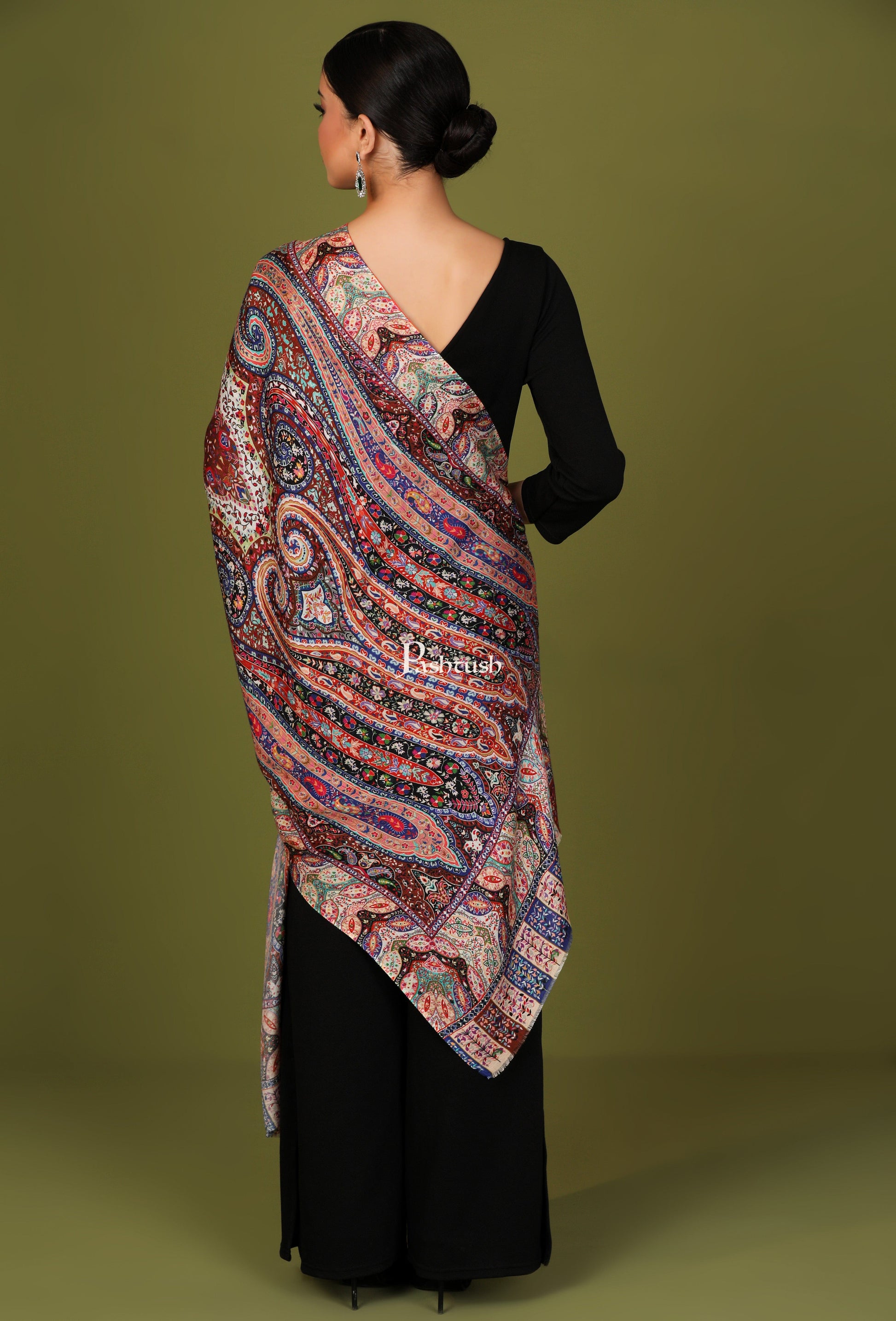 Pashtush India Gift Pack Pashtush His And Her Gift Set Of Fine Wool Self Stole and Bamboo Stole With Premium Gift Box Packaging, Violet and Multicolour