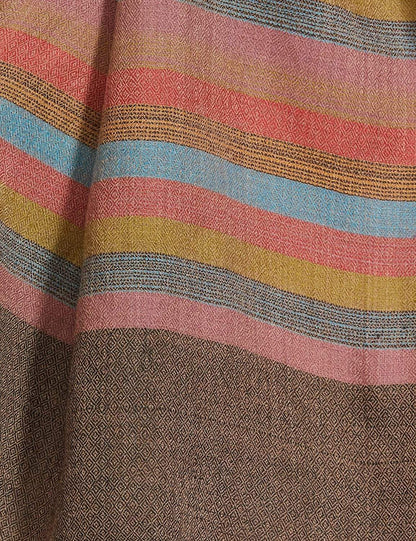 Pashtush India Gift Pack Pashtush His And Her Gift Set Of Fine Wool Self Stole and Striped Stole With Premium Gift Box Packaging, Maroon and Multicolour