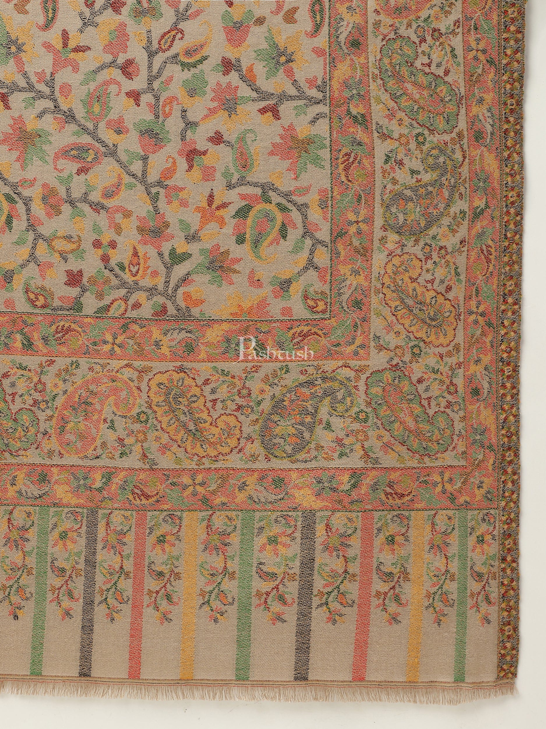Pashtush India Gift Pack Pashtush His And Her Gift Set Of Fine Wool Stole And Bamboo Woven Ethnic Stole With Premium Gift Box Packaging, Beige and Multicolour