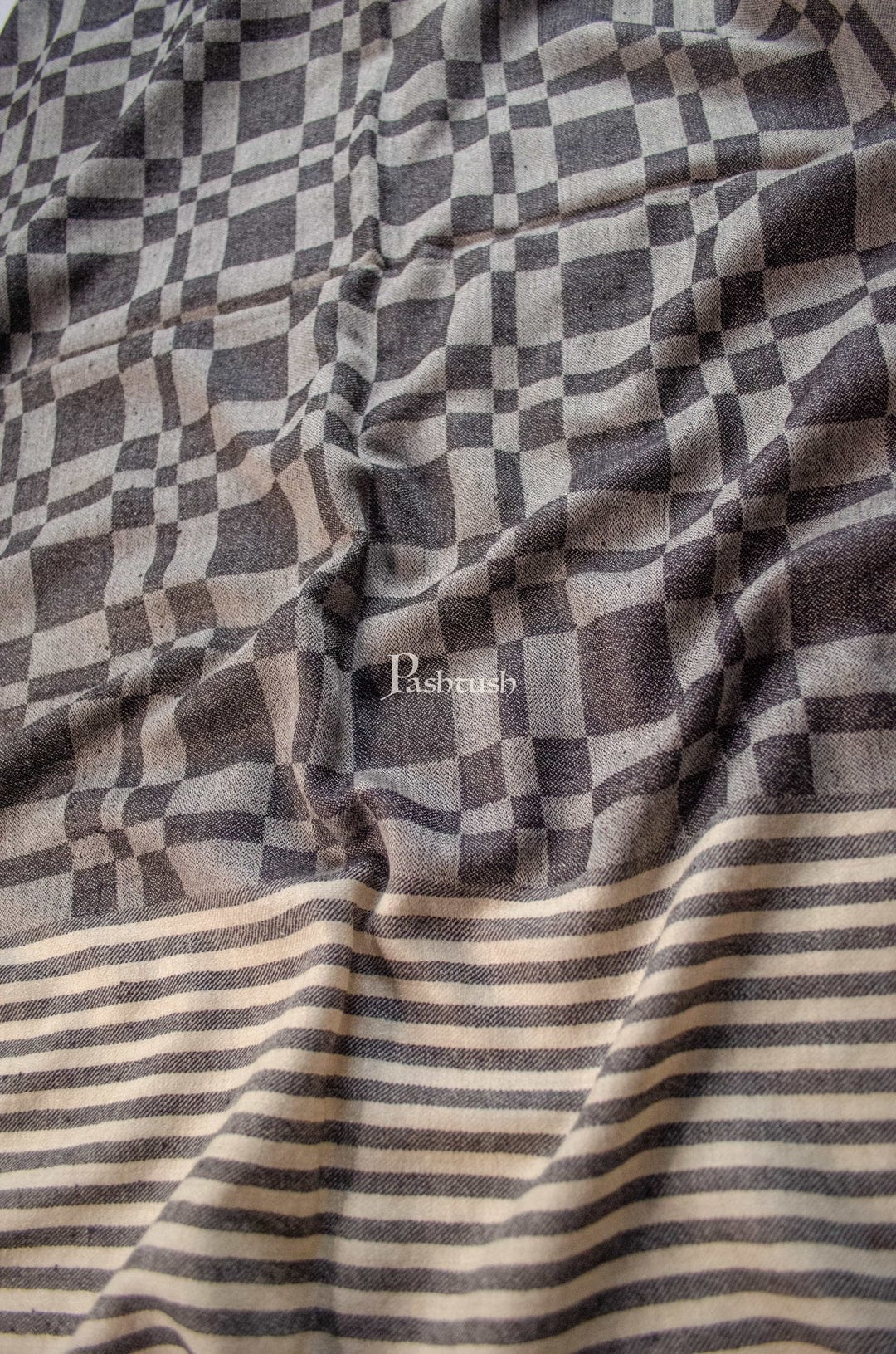 Pashtush India Gift Pack Pashtush His And Her Gift Set Of Fine Wool Stole and Embroidery Shawl With Premium Gift Box Packaging, Black and Beige