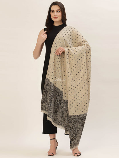 Pashtush India Gift Pack Pashtush His And Her Gift Set Of Fine Wool Stole and Embroidery Shawl With Premium Gift Box Packaging, Black and Beige