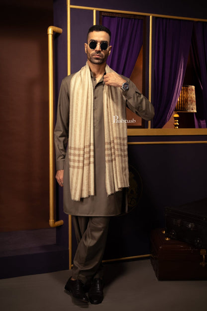 Pashtush India Gift Pack Pashtush His And Her Gift Set of Fine Wool Stoles, Premium Gift Box Packaging, Beige and Black