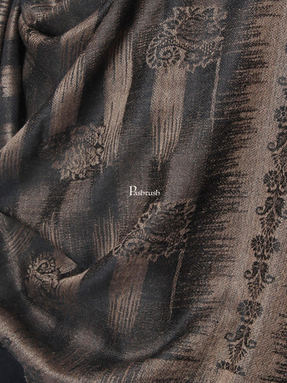 Pashtush India Gift Pack Pashtush His And Her Gift Set Of Ikkat Design Fine Wool Stoles With Premium Gift Box Packaging, Black and Maroon