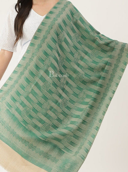 Pashtush India Gift Pack Pashtush His And Her Gift Set Of Ikkat Design Stoles With Premium Gift Box Packaging, Orange and Green