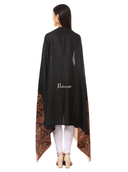 Pashtush India Gift Pack Pashtush His And Her Gift Set of Mens 100% Pure Wool Lohi and Womens Jacquard Palla Shawl, Premium Gift Box Packaging, Beige and Black