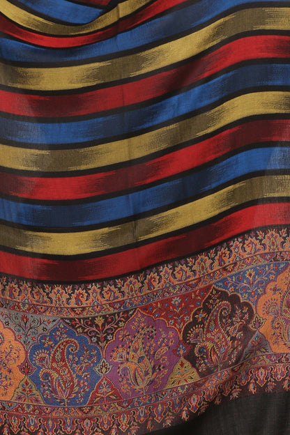 Pashtush India Gift Pack Pashtush His and Her Gift Set of Mens Fine Wool Stole and Womens Bamboo Stole, Black and Multicoloured, Packaged in Keepsake Wooden Chester Gift Box