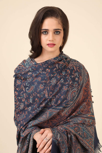 Pashtush India Gift Pack Pashtush His And Her Gift Set of Mens Fine Wool Stole and Womens Jamawar Shawl, Premium Gift Box Packaging, Taupe and Blue