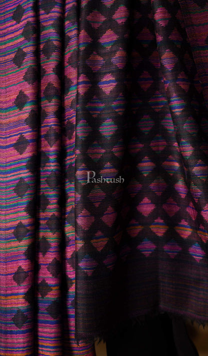 Pashtush India Gift Pack Pashtush His And Her Gift Set Of Pure Wool Stole and Shawl With Wooden Chester Box, Multicolour and Red