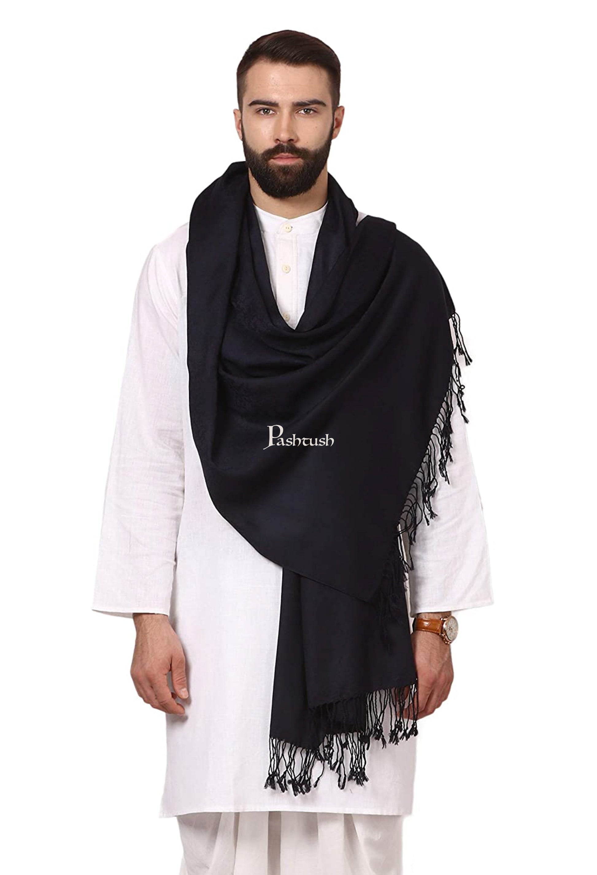 Pashtush India Gift Pack Pashtush His And Her Gift Set Of Self and Bamboo Printed Stoles With Premium Gift Box Packaging, Navy Blue and Multi color