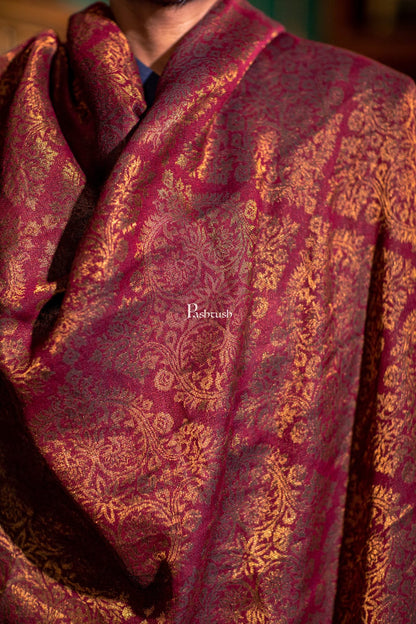 Pashtush India Gift Pack Pashtush His and Her Gift Set of Twilight Stole and Shawl, Maroon and Black, Packaged in Keepsake Wooden Chester Gift Box