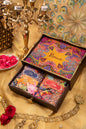 Pashtush India Gift Pack Pashtush His And Her Set Of 100% Pure Wool Printed Stole and Shawl With Wooden Chester Box, Multicolour