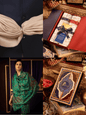 Pashtush India Gift Pack Pashtush His And Her Set Of 100% Pure Wool Shawls, Premium Gift Box Packaging, Beige and Emerald Green